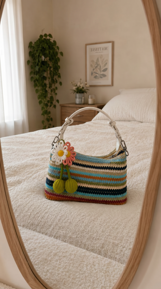 Crochet Leather Mix Bag